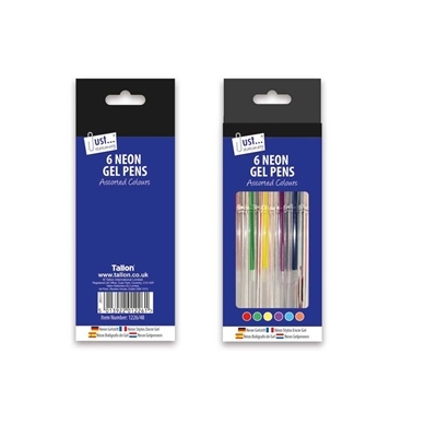Neon gele penne 6 stk rød-blå-lilla-grøn-pink-gul